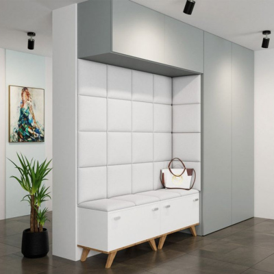 PAG kárpitozott fali panel 30x30 - fehér ökobőr