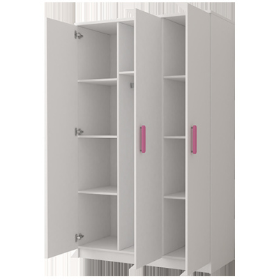 Háromajtós gyerekszobai szekrény SVEN 1, fogantyúkkal - szélesség 120 cm, piros