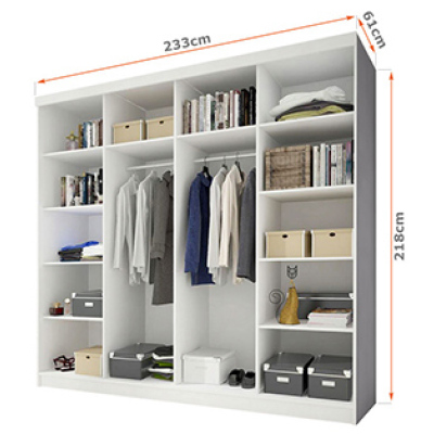 Markéta 38 gardróbszekrény 233 cm, fehér korpusz, fehér + tükör