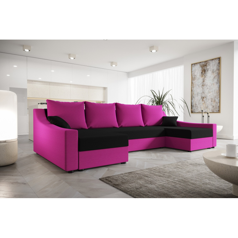 OMNIA elegáns U-alakú ülőgarnitúra - rózsaszín / fekete
