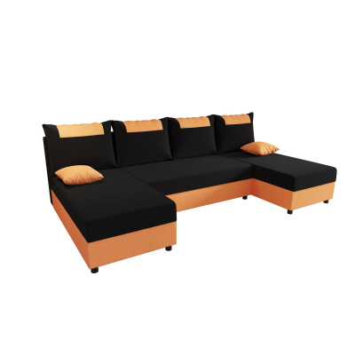 SANVI U-alakú ülőgarnitúra - fekete / narancssárga