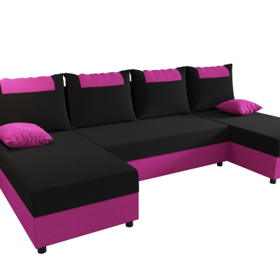 SANVI U-alakú ülőgarnitúra - fekete / rózsaszín