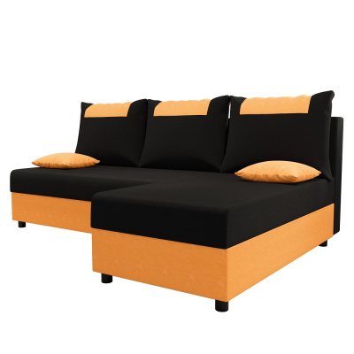 SANVI sarok ülőgarnitúra - fekete / narancssárga