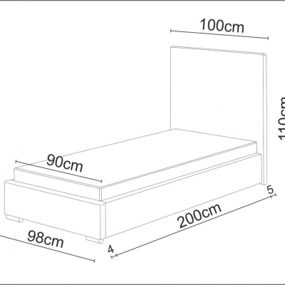 FLEK 1 egyszemélyes ágy 90x200 - kék