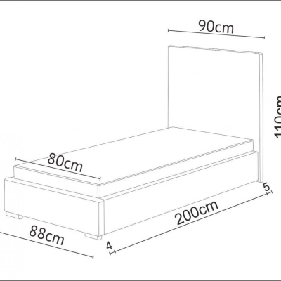 FLEK 1 egyszemélyes ágy 80x200 - szürke