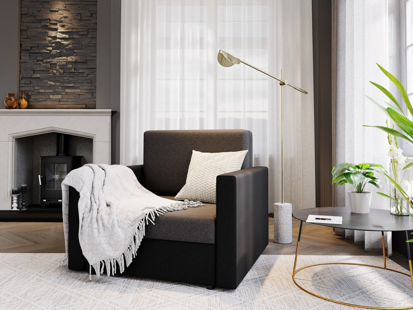 Modern ARIA 80 kinyitható kanapé - sötétszürke