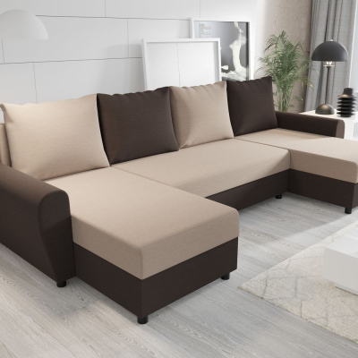 Elegáns kanapégarnitúra az U FLORIANA-hoz - sötétbarna / barna