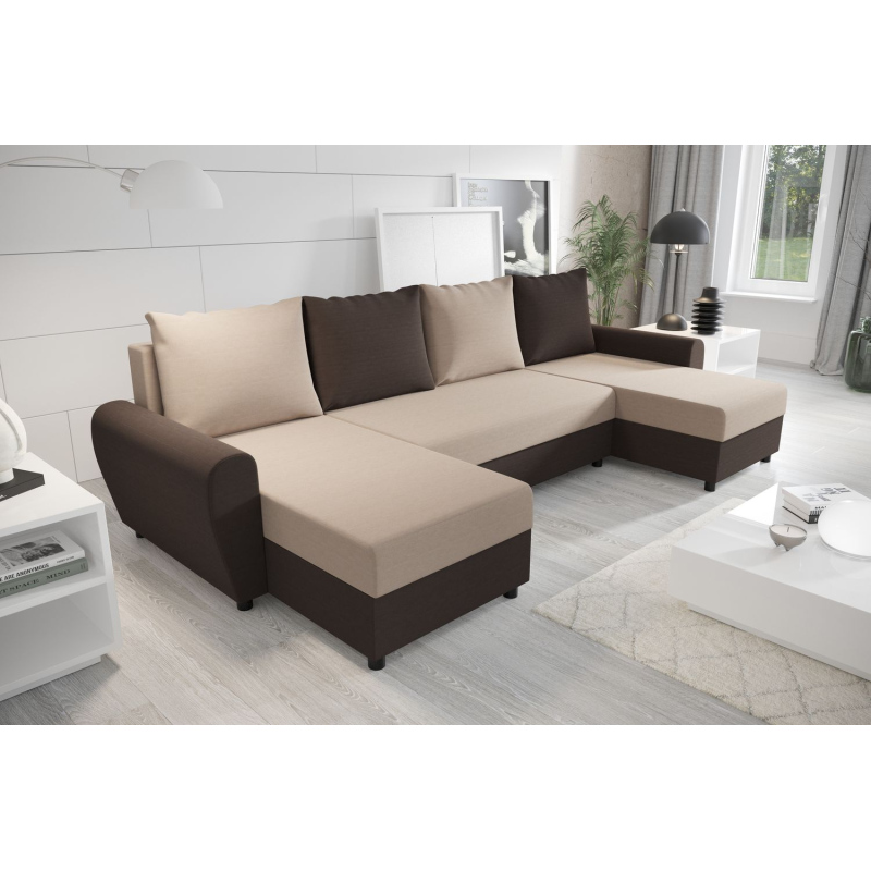Elegáns kanapégarnitúra az U FLORIANA-hoz - sötétbarna / barna