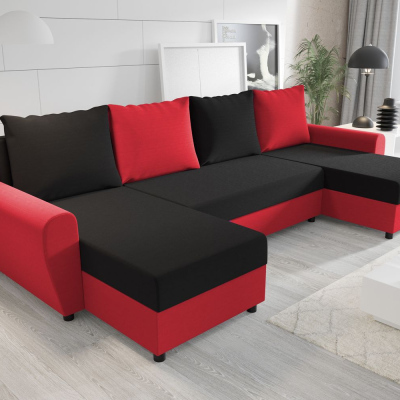 Elegáns kanapégarnitúra az U FLORIANA-hoz - fekete / piros