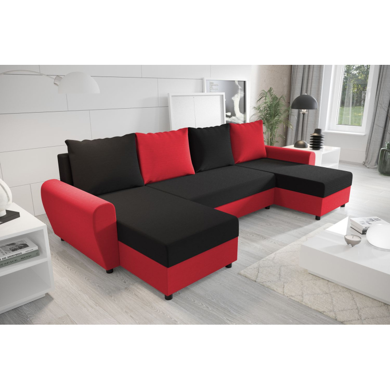 Elegáns kanapégarnitúra az U FLORIANA-hoz - fekete / piros