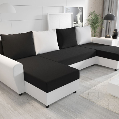 Elegáns kanapégarnitúra az U FLORIANA-hoz - fekete / fehér