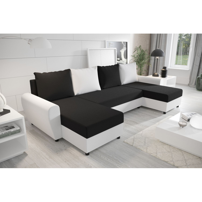 Elegáns kanapégarnitúra az U FLORIANA-hoz - fekete / fehér