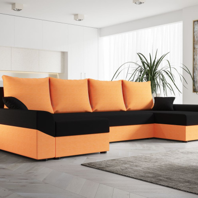 DAGMAR elegáns U-alakú ülőgarnitúra - narancssárga / fekete