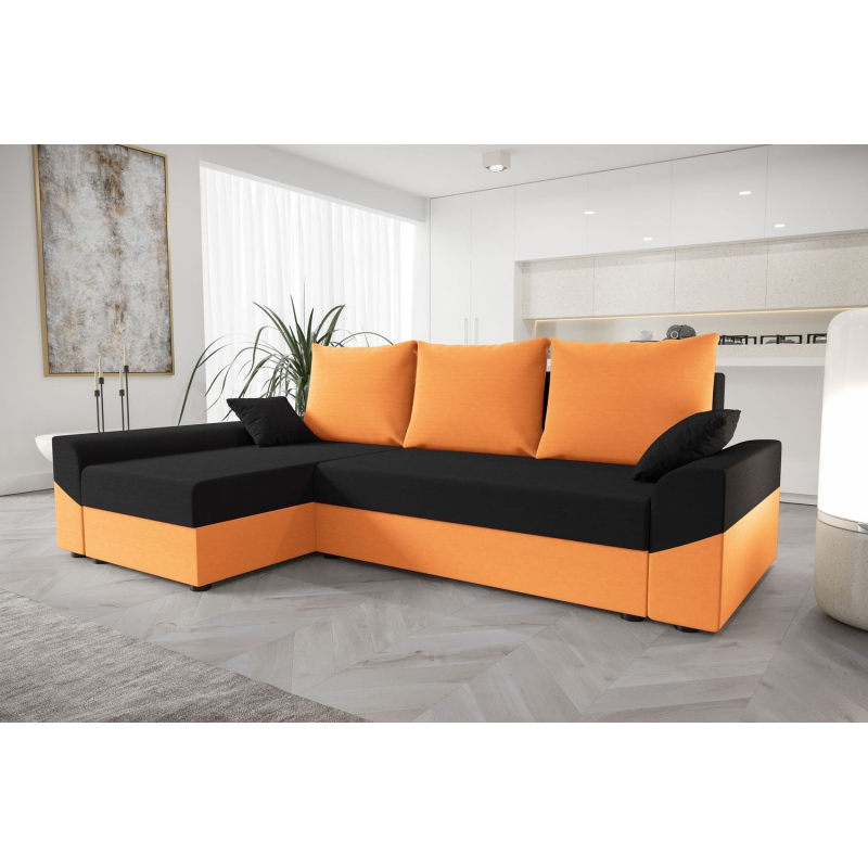 Elegáns DAGMAR sarok ülőgarnitúra - narancssárga / fekete