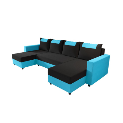 SANVI kinyitható U-alakú ülőgarnitúra - kék / fekete