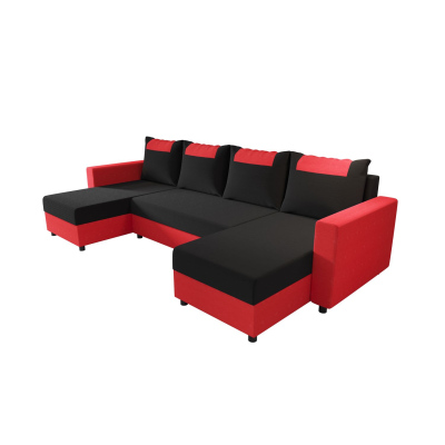 SANVI kinyitható U-alakú ülőgarnitúra - piros / fekete