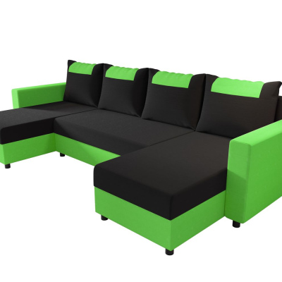SANVI kinyitható U-alakú ülőgarnitúra - zöld / fekete