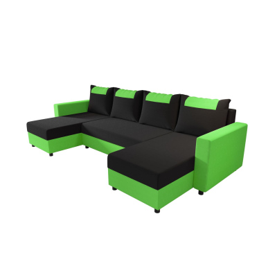 SANVI kinyitható U-alakú ülőgarnitúra - zöld / fekete