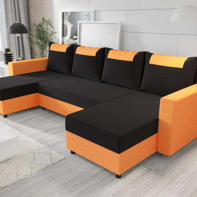 SANVI kinyitható U-alakú ülőgarnitúra - narancssárga / fekete