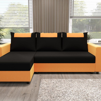 SANVI sarok ülőgarnitúra karfával - narancssárga / fekete
