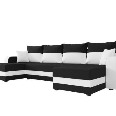 HORTENZIE modern U-alakú sarokülő karfákkal - fekete / fehér