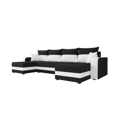 HORTENZIE modern U-alakú sarokülő karfákkal - fekete / fehér