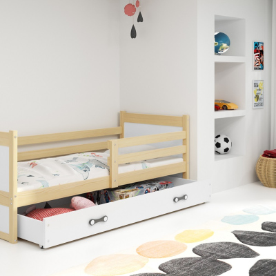 Gyerekágy tárolóhellyel matrac nélkül 90x200 FERGUS - fenyő / fehér