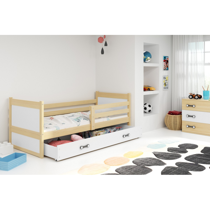 Gyerekágy tárolóhellyel matrac nélkül 90x200 FERGUS - fenyő / fehér