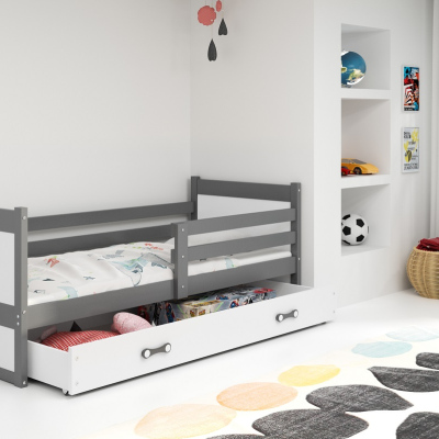 Gyerekágy tárolóhellyel matrac nélkül 90x200 FERGUS - grafitszürke / fehér