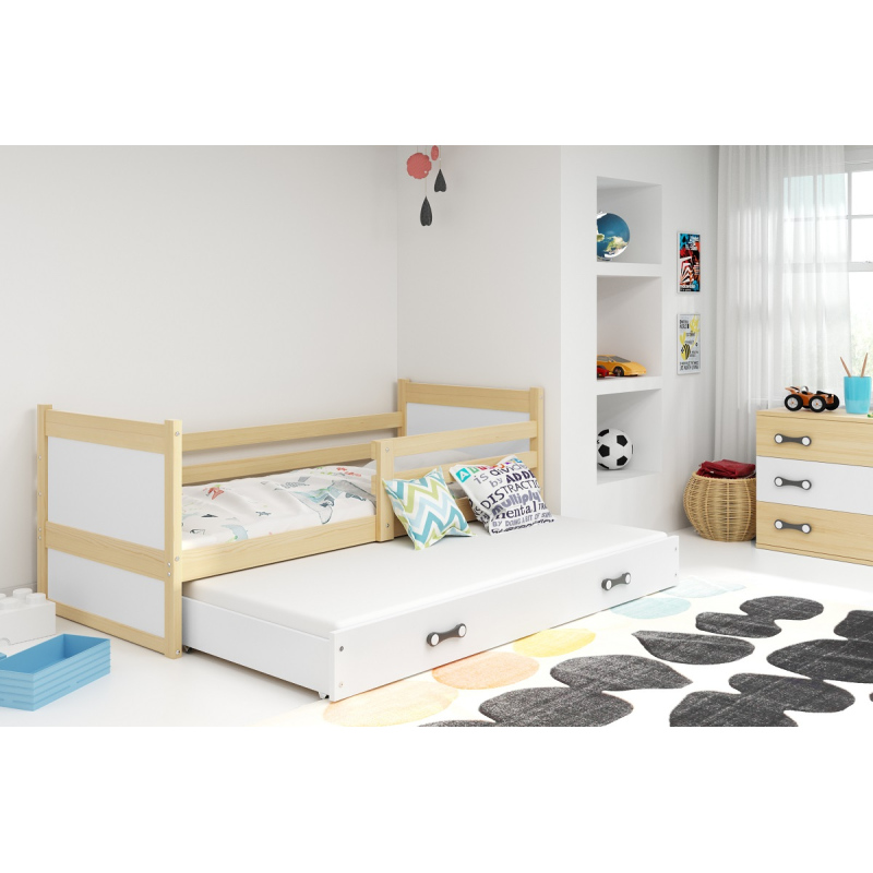 Gyerekágy pótággyal matrac nélkül 90x200 FERGUS - fenyő / fehér