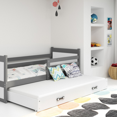 Gyerekágy pótággyal matrac nélkül 90x200 FERGUS - grafitszürke / fehér