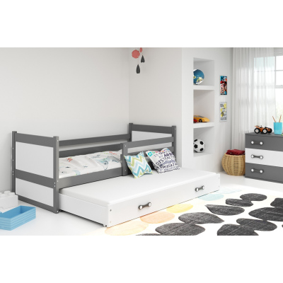 Gyerekágy pótággyal matrac nélkül 90x200 FERGUS - grafitszürke / fehér