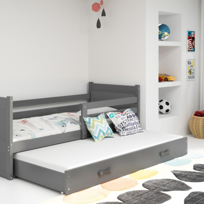 Gyerekágy pótággyal matrac nélkül 90x200 FERGUS - grafitszürke