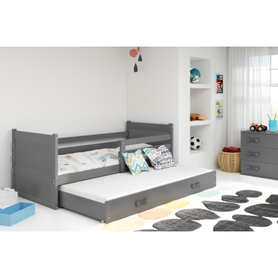 Gyerekágy pótággyal matrac nélkül 90x200 FERGUS - grafitszürke