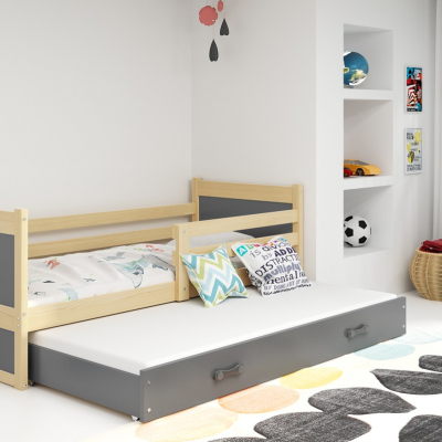 Gyerekágy pótággyal matrac nélkül 80x190 FERGUS - fenyő / grafit