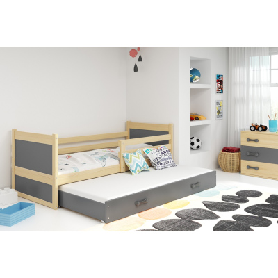 Gyerekágy pótággyal matrac nélkül 80x190 FERGUS - fenyő / grafit