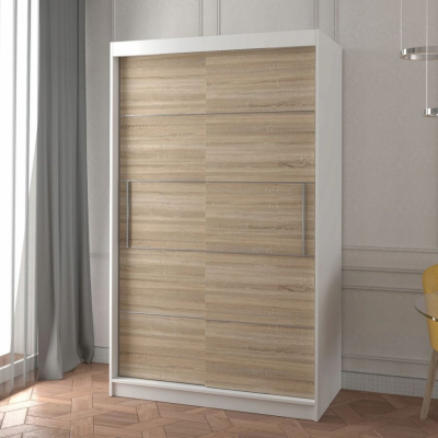 Modern ruhásszekrény ZOREA 06 - szélesség 120 cm, fehér / sonoma tölgy