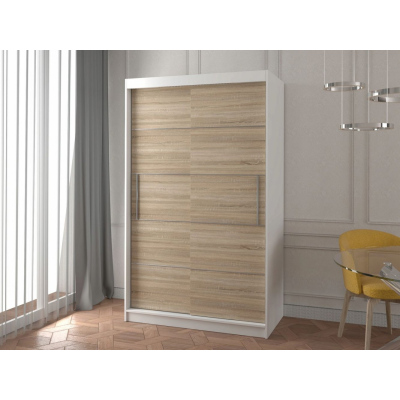Modern ruhásszekrény ZOREA 06 - szélesség 120 cm, fehér / sonoma tölgy