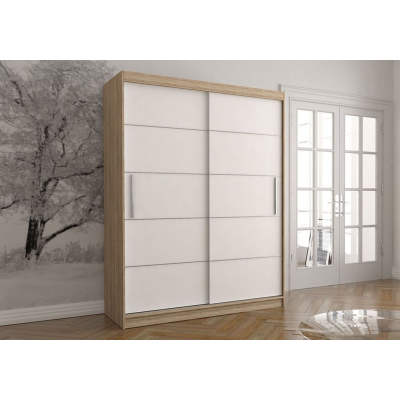VALA 06 praktikus gardróbszekrény - 150 cm széles, sonoma tölgy / fehér