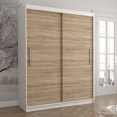 Praktikus VALA 06 gardróbszekrény - szélesség 150 cm, fehér / sonoma tölgy