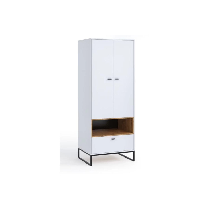 ONNI fiókos ruhásszekrény ruhaakasztó rúddal - szélesség 80 cm, fehér