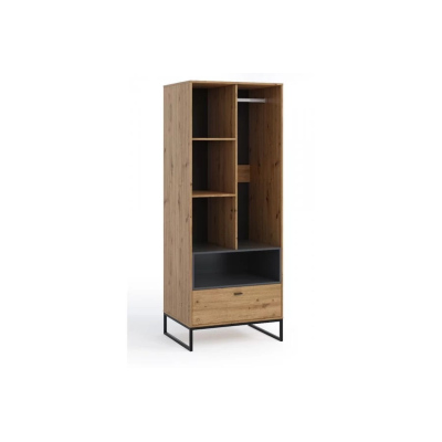 ONNI fiókos ruhásszekrény ruhaakasztó rúddal - szélesség 80 cm, barna