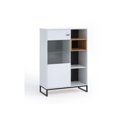 Stílusos üvegpolc vitrinek 90 cm ONNI - fehér / artisan tölgy