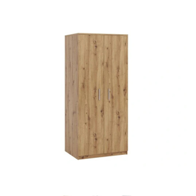 Kétajtós, klasszikus nyitású BRYAN ruhásszekrény - szélesség 90 cm, artisan tölgyfa