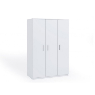 Háromajtós, klasszikus nyitású BRYAN ruhásszekrény - szélesség 135 cm, fehér