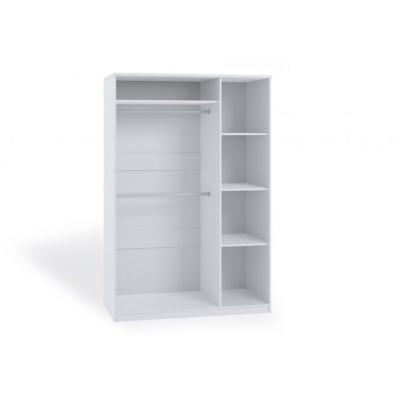 Háromajtós, klasszikus nyitású BRYAN ruhásszekrény - szélesség 135 cm, fehér
