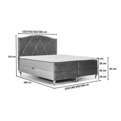 BENITA kontinentális ágy 180x200 - bézs + INGYENES topper