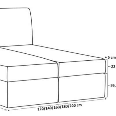 Stefani kárpitozott boxspring ágy, fekete, fehér, 160 + ingyenes topper