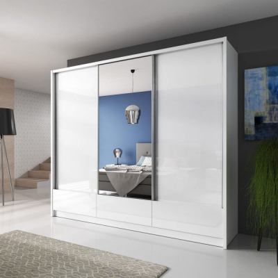 ALINA tükrös szoba szekrény 250 cm - fehér