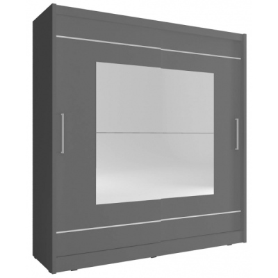 MARVAN 9 gardróbszekrény tükörrel 200 cm - grafit